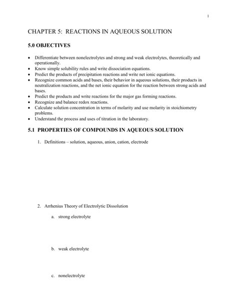 chapter 5: reactions in aqueous solution