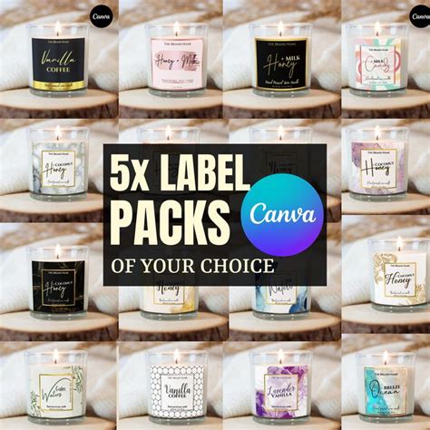 X Label Pack Luxury Custom Scented Candle Label Template Personalized