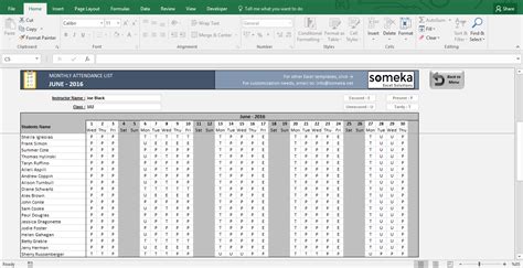 Attendance Sheet - Printable Excel Template | Free Download