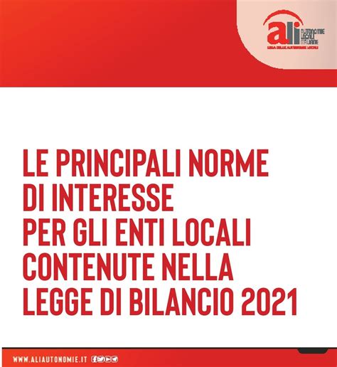 Legge Di Bilancio Le Principali Norme Di Interesse Per Gli Enti