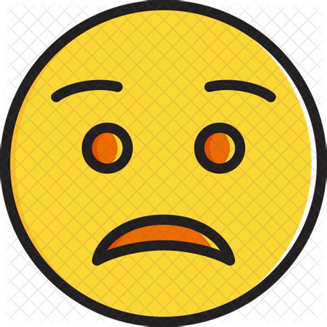 Worried Face Emoji Icon Download In Colored Outline Style