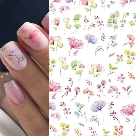 Nail Art Water Decals Stickers Transfers Spring Summer Flowers Etsy