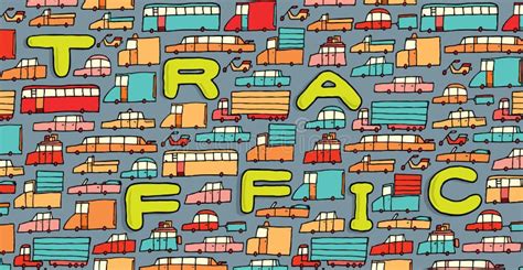 Traffic Jam Cartoon - Traffic Jam Illustration Stuck Vector Road ...