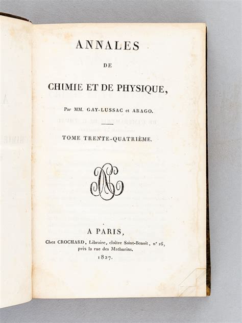 Annales de Chimie et de Physique. 1827 - Volume 1 : Tome XXXIV ...