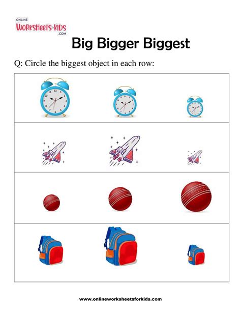 Free Printable Big Bigger Biggest Worksheet For Kids 54 Off