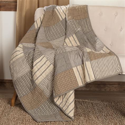 Sawyer Mill Charcoal Block Quilted Throw X By April Olive Vhc