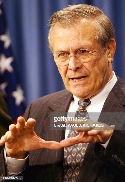 Secretary Of Defense Donald Rumsfeld Speaks At The Pentagon Photos And