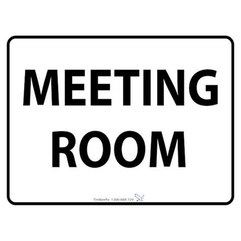 Meeting Room - Black On White - 600mm x 450mm - Poly Sign