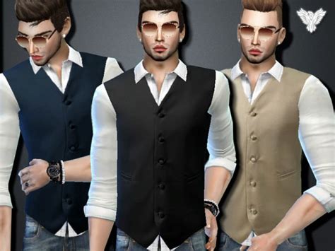 The Sims Resource Tuxedo Shirt With Vest By Pinkzombiecupcakes • Sims 4 Downloads