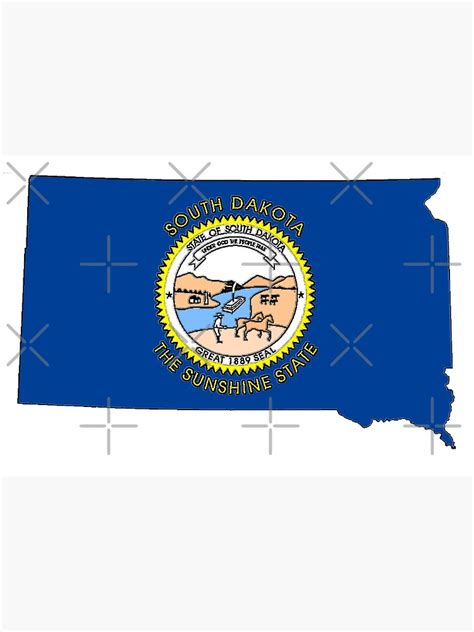 South Dakota Map With State Flag Art Board Print For Sale By