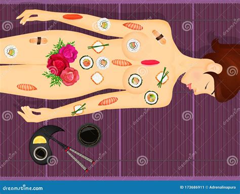 Eating Sushi From Naked Girl Back Stock Illustration Illustration Of Body Asian