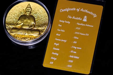 THE BUDDHA Creator Of Buddhism 2 Oz Gold Gilded Silver Coin 2000 CF