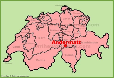 Andermatt location on the Switzerland map