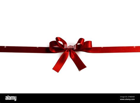 Shiny Red Satin Ribbon And Bow Isolated On White Background Holiday