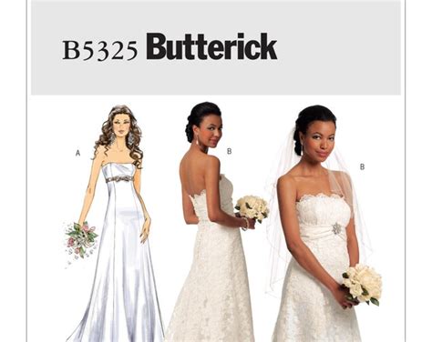 Sz 1416182022 Butterick Dress Pattern B5325 Misses Strapless Wedding Dress With Train In