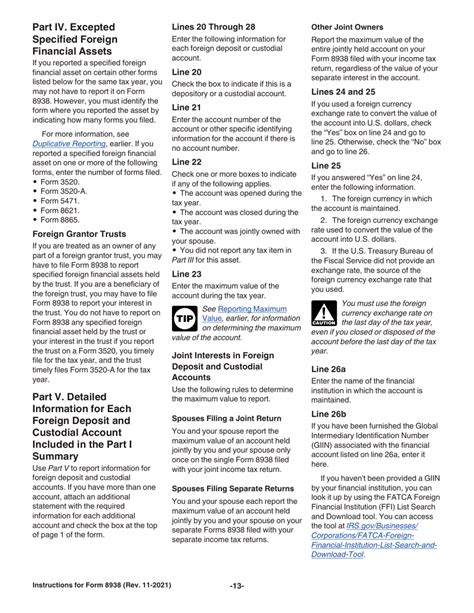 Download Instructions For Irs Form 8938 Statement Of Specified Foreign