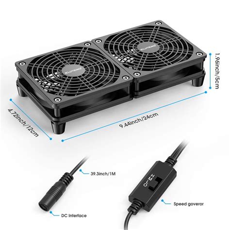 ELUTENG 120mm Fans 12V 1A Dual 12cm PC Fan DC Powered Quiet 120 Mm Desk