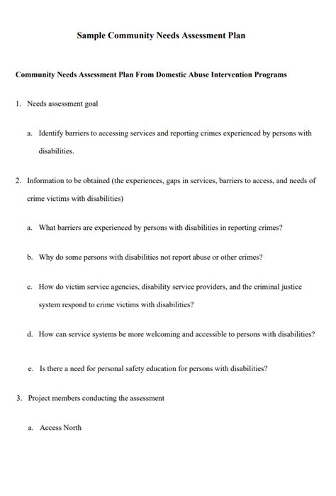 Needs Assessment Template Free Word Templates