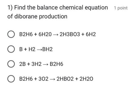 Solved 1 Find The Balance Chemical Equation 1 Point Of