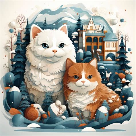 Premium Photo Dog And Cat Building A Snowcat Together Snowy Cartoon