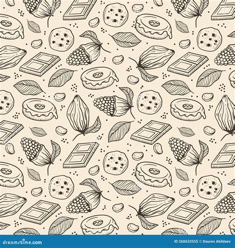 Hand Drawn Chocolate Pattern Design Vector Illustration Stock Vector