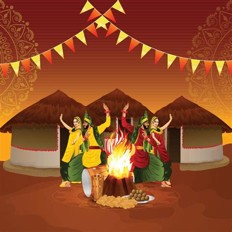 Happy lohri celebration card 21053313 Vector Art at Vecteezy