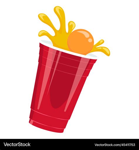 Red Beer Pong Plastic Cup And Ball Royalty Free Vector Image