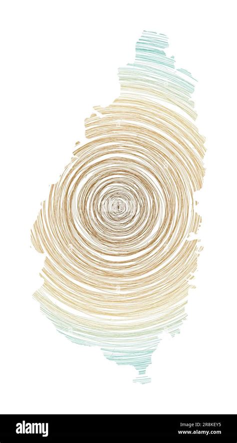 Saint Lucia Map Filled With Concentric Circles Sketch Style Circles In