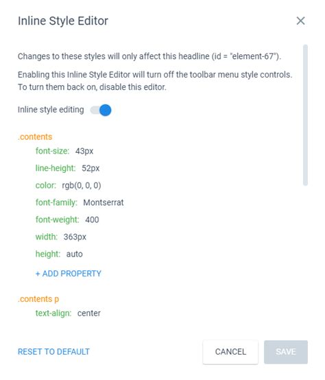 Inline Style Editor Css Editor Module Instapage Help Center