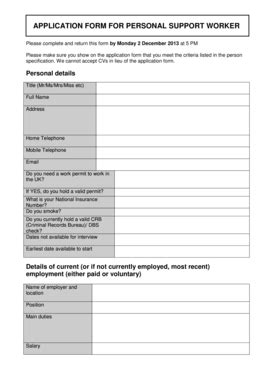 Fillable Online Real Org Bapplicationb Form For Personal Support Worker