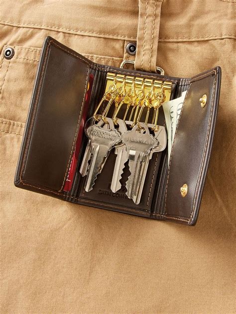 A Wallet With Keys In It That Are Attached To The Pocket