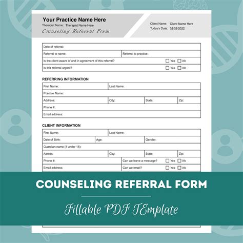 Counseling Referral Form Editable Fillable Pdf For Counselors Psychologists Psychiatrists