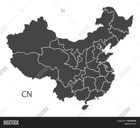 China Grey Map Vector & Photo (Free Trial) | Bigstock