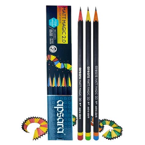 Black Multicolor Apsara Matt Magic Extra Dark Pencil For To Write At