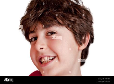 Portrait Of Happy Boy With Braces Stock Photo Alamy