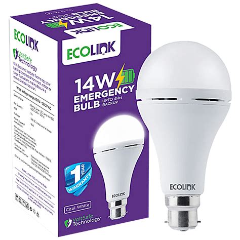 Buy Ecolink Led Emergency Bulb W B Cool White Online At Best