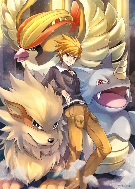 Blue Oak Arcanine Pidgeot And Rhydon Pokemon And 1 More Drawn By