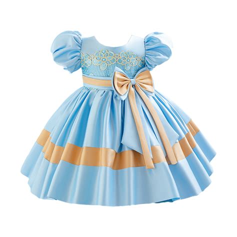 Rbaofujie Girls Dresses Sundresses For Girls Party Bubble Sleeve Dress