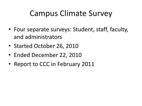 2010 Campus Climate Survey John Briggs Edd Ppt Download