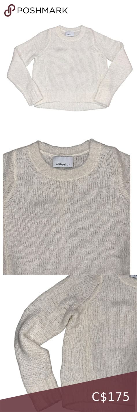 Philip Lim Womans Cream Crewneck Knit Sweater Unique Sweaters