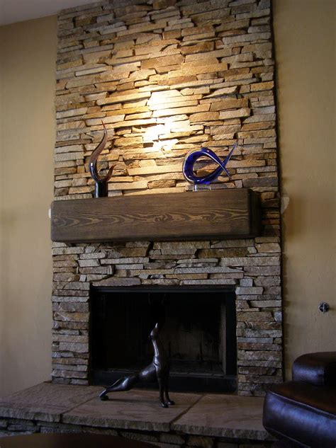 Stacked Stone Tile Fireplace Surround | Home Design Ideas