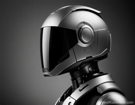 Robotic Helmet Form Side Profile In Greyscale With A Grain Texture