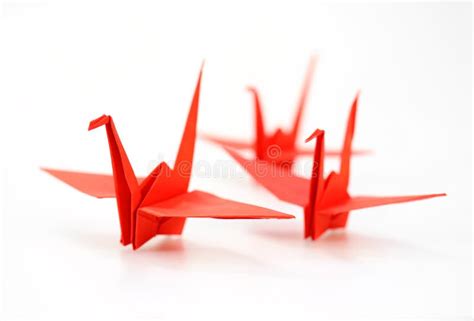 Traditional Japanese Origami Crane Made Red Paper Stock Photos Free