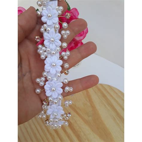 Tiara Faixinha Luxo para batizado Laço Branco rosa para Bebê e criança