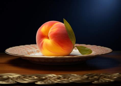 Premium Photo Ripe Peach Fruit On A Plate