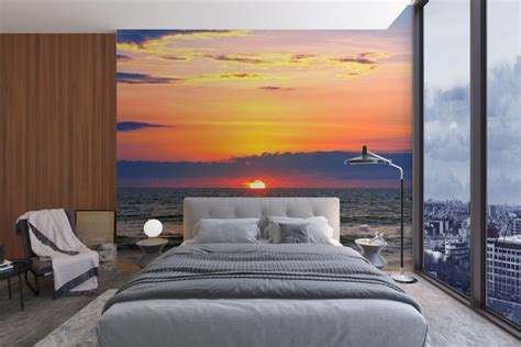 Sunset Glow on Ocean Wall Murals | Ever Wallpaper US | Ocean wallpaper ...