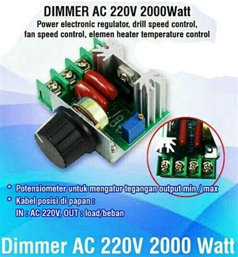 Jual DIMMER LAMPU AC 220V 2000 WATT Modul Pwm Scr Voltage Regulator