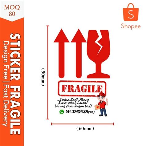 Sticker Fragile Customemade Sticker Fragile Printing Sticker Fragile Shopee Philippines