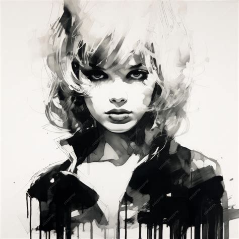 Premium Photo | Betty A Dramatic Black And White Ink Drawing In The