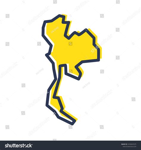 Stylized Simple Yellow Outline Map Thailand Stock Vector Royalty Free